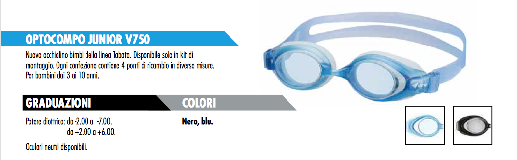 Optocompo Junior V750 occhiale da nuoto graduato
